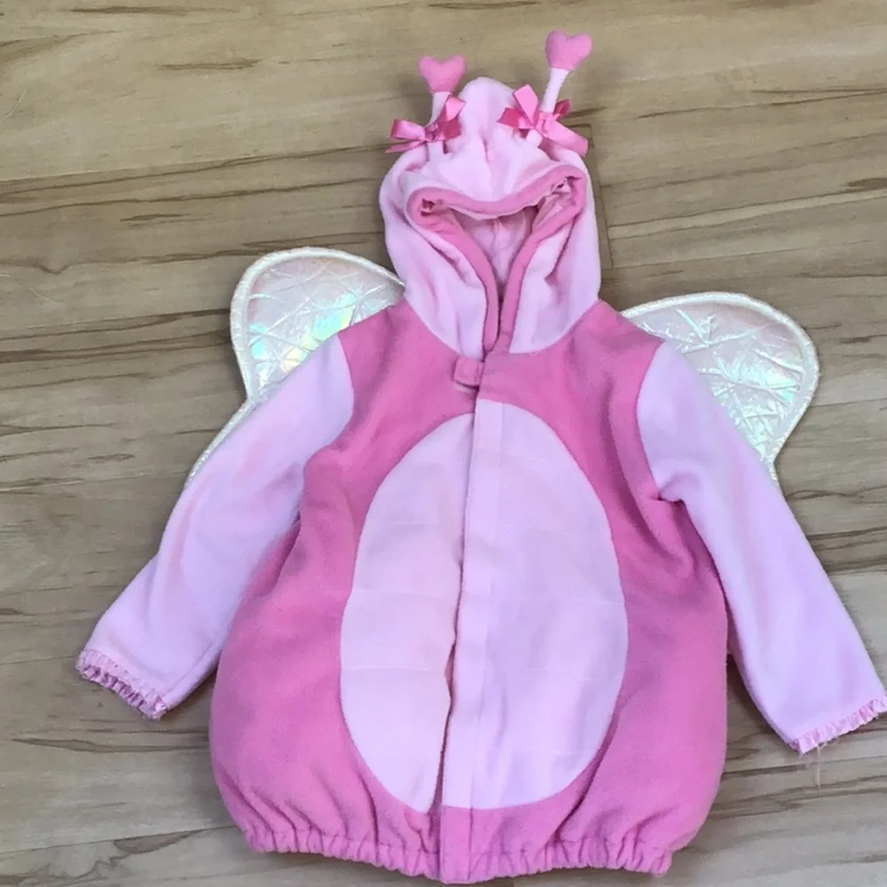 Old Navy Plush Pink Fleece Plush Butterfly Kids Costume Shiny‎ Pink Heart Wings